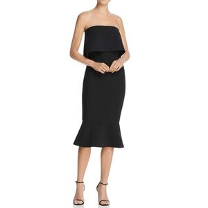 Likely Conrad Black Strapless Flared Hem Fitted Black Dress Sz 4